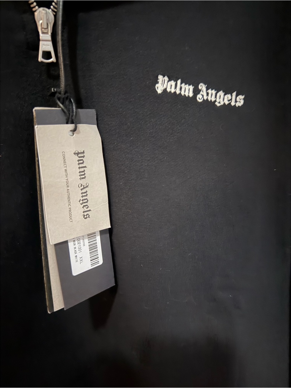 Palm Angels Black Half-Zip Pullover with White Logo - Picture 2 of 5